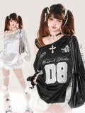 Embroidery Asymmetrical Neckline Butterfly