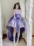 Purple with Elegant Puff Dress Short JSK Lolita Sleeves