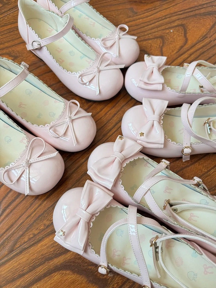 Mary with Scalloped Straps Crossed Hem Janes Lolita Sweet Pink Low-heel