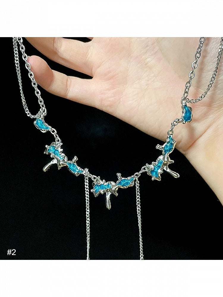 Collier Chaîne Strass Bleu - Kiwi Store