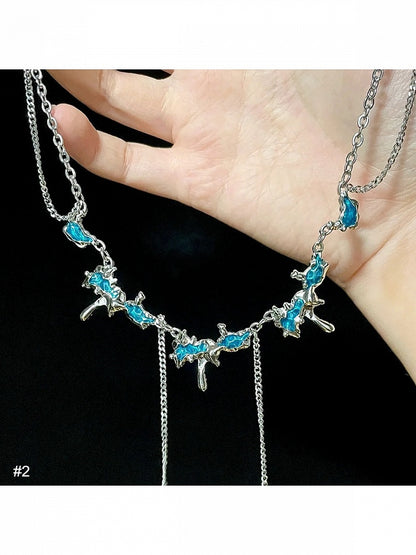 Collier Chaîne Strass Bleu - Kiwi Store