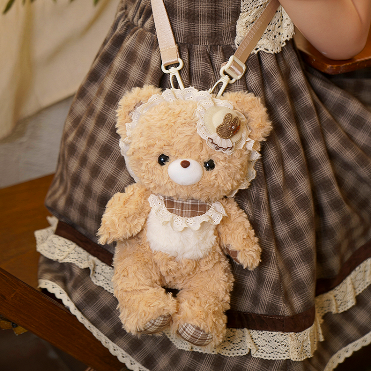 Pearl Strap Bag Interchangeable Artificial Bear Kawaii With Crossbody Plush Option