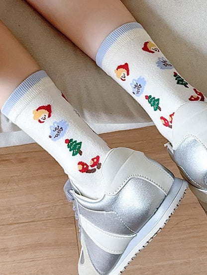 Print and Calf With Apple White Socks Options Floral 4