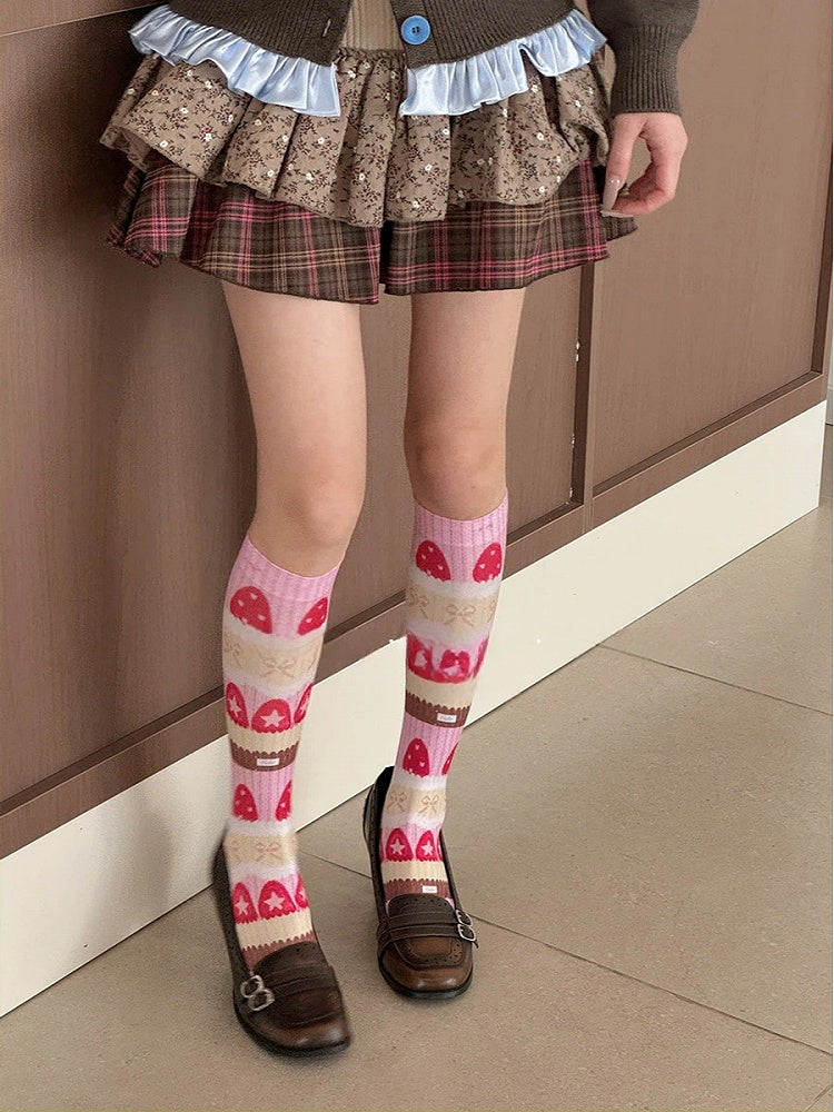 Strawberry Knitted Lolita Sweet Stockings Pattern