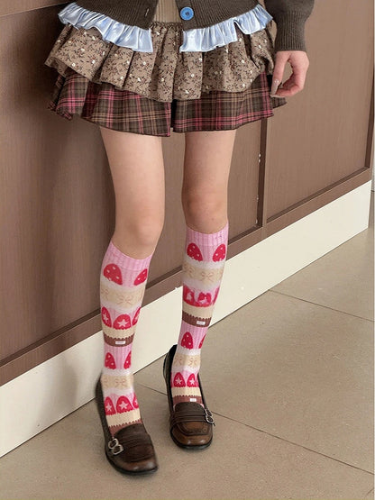 Strawberry Knitted Lolita Sweet Stockings Pattern