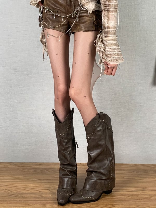 Print Wasteland Punk Strumpfhose Braunes Herz