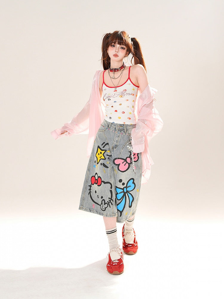 ハートピンク/アプリコットサンプロテクションシャツ フリルバックリボンディテール