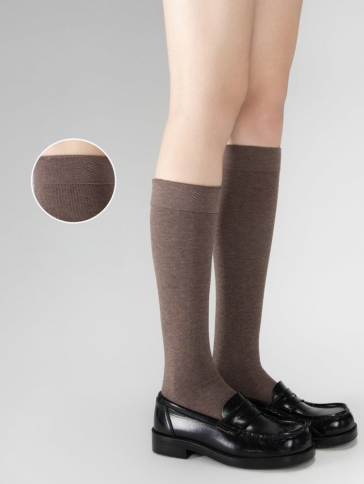 Chaussettes mi-mollet 40CM JK couleur crème, amincissantes, antidérapantes blanches/marron/noires