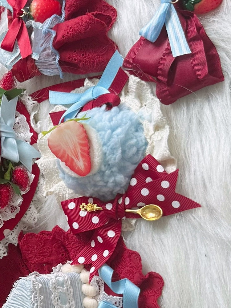 Decoration Mini Cake Lolita With Hat Blue Strawberry Sweet