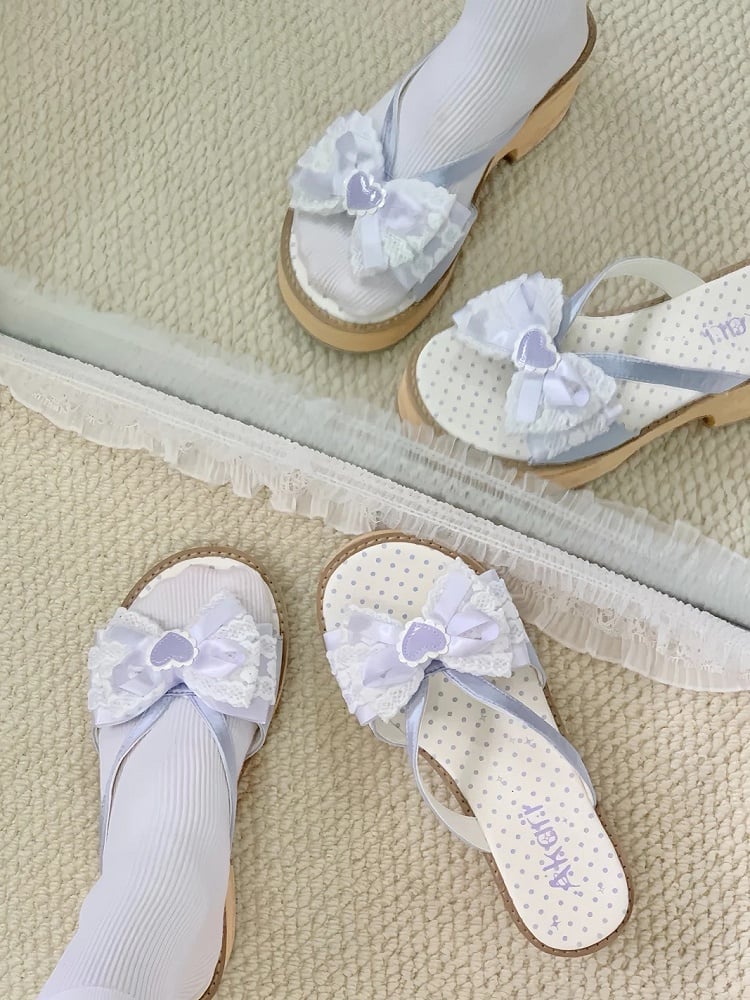 Style - Applique Slippers Purple in Lolita Heart Wa