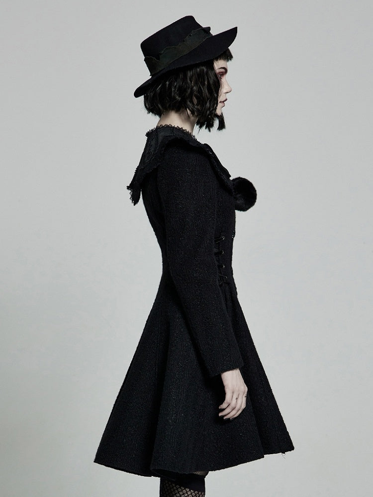 Goth Coat Black Woollen