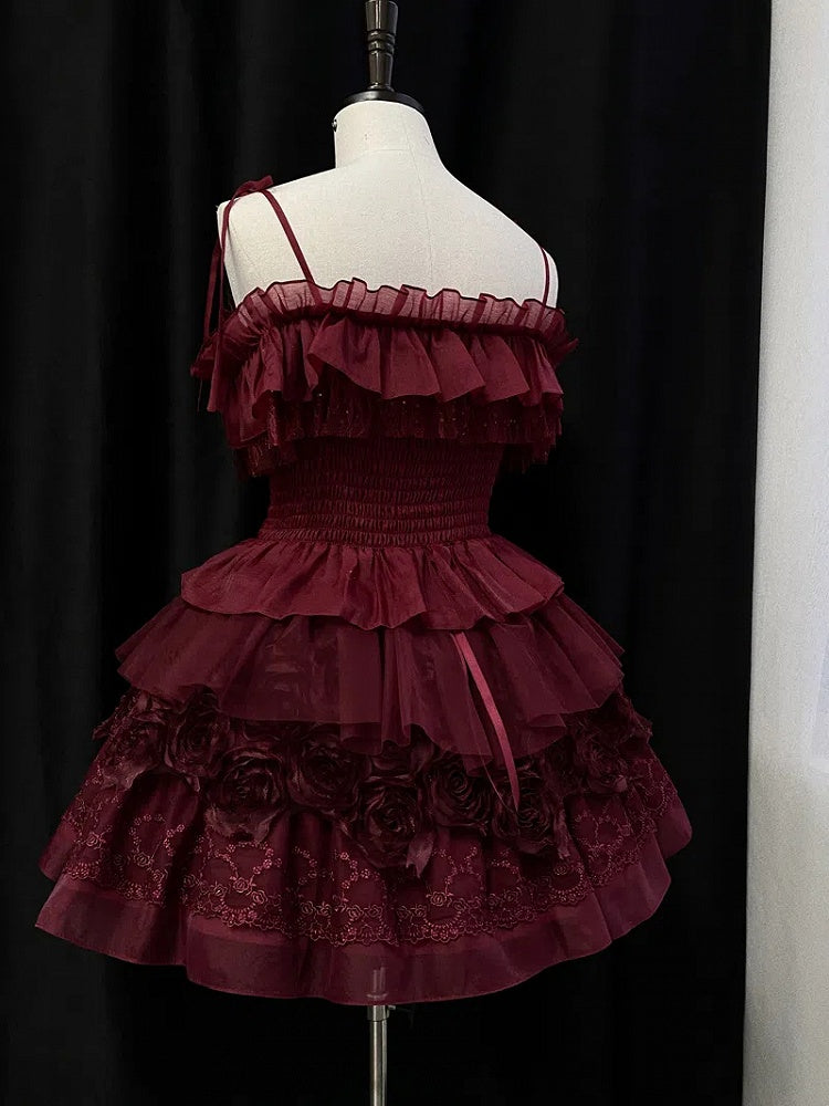 Elastic Red Off-the-shoulder Neckline Ruffle Top