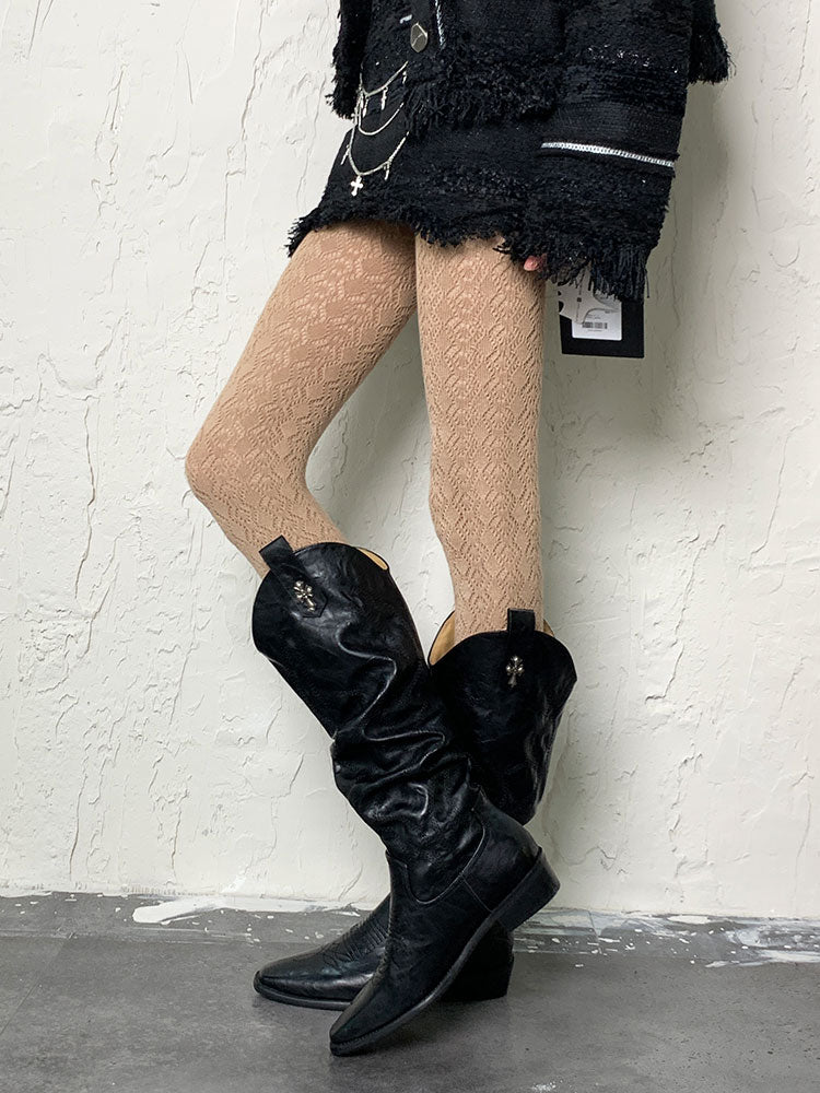 Wasteland Punk Khaki Hollow-Out-Strumpfhose