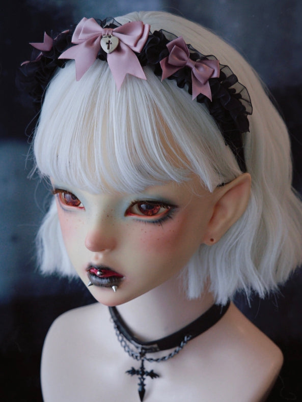 KC With Bowknots Pink And Heart Black Details Ruffle Trim