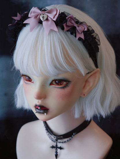 KC With Bowknots Pink And Heart Black Details Ruffle Trim