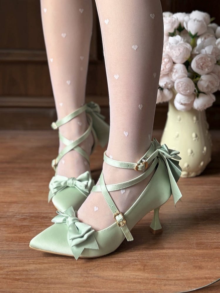 Seven Color Sweet Lolita 7CM Pointed Heels with Back Butterfly Bow - Seven Day Dream