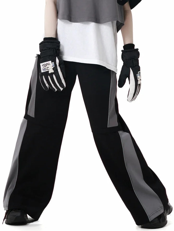Hose Schwarz Grau Colorblock Design Techwear Casual