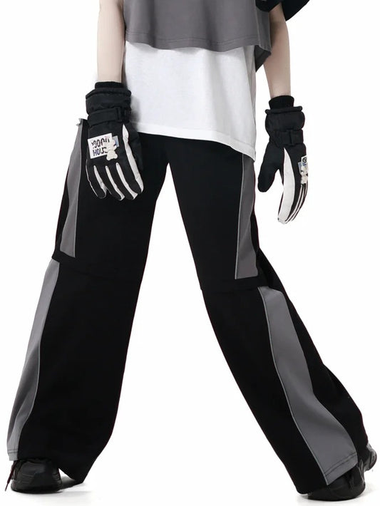 Hose Schwarz Grau Colorblock Design Techwear Casual