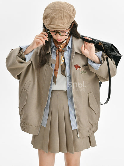 Zootopia Nick Khaki Polo Collar Plaid Jacket