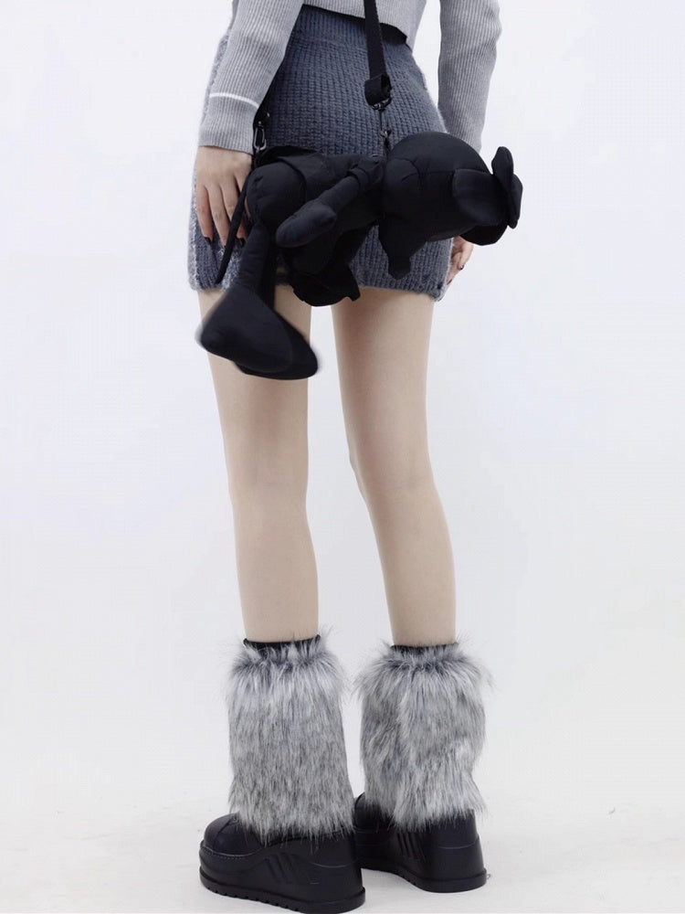 Gray for Fur Y2K Warmers Faux Leg Winter Style