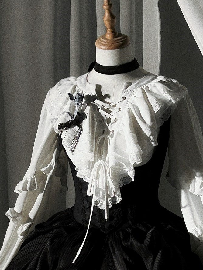 Verzierte Irisspitze Schwarz/Grau/Braun Lolita Brosche