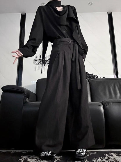 with Shirt Neckline Ouji Scarf Long Lolita Sleeve Black