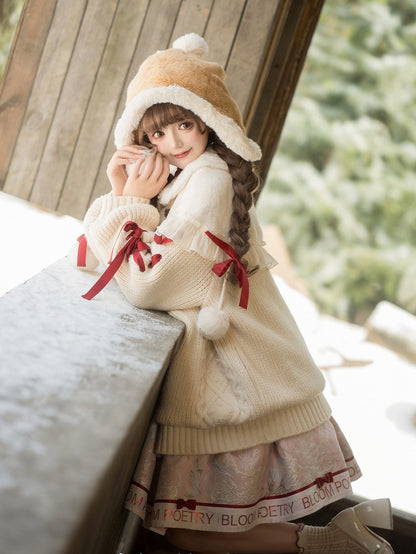 Plüsch-Cardigan, cremefarben, winterweiß, gemütlicher Kragenpullover