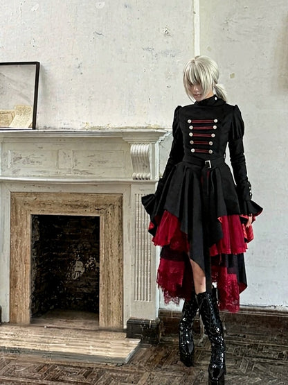 Black & Red Irregular Hem Layered Skirt - THE 400BLOWS