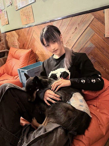 Print White Two-pieces Faux Top Black with Skeleton and Stars