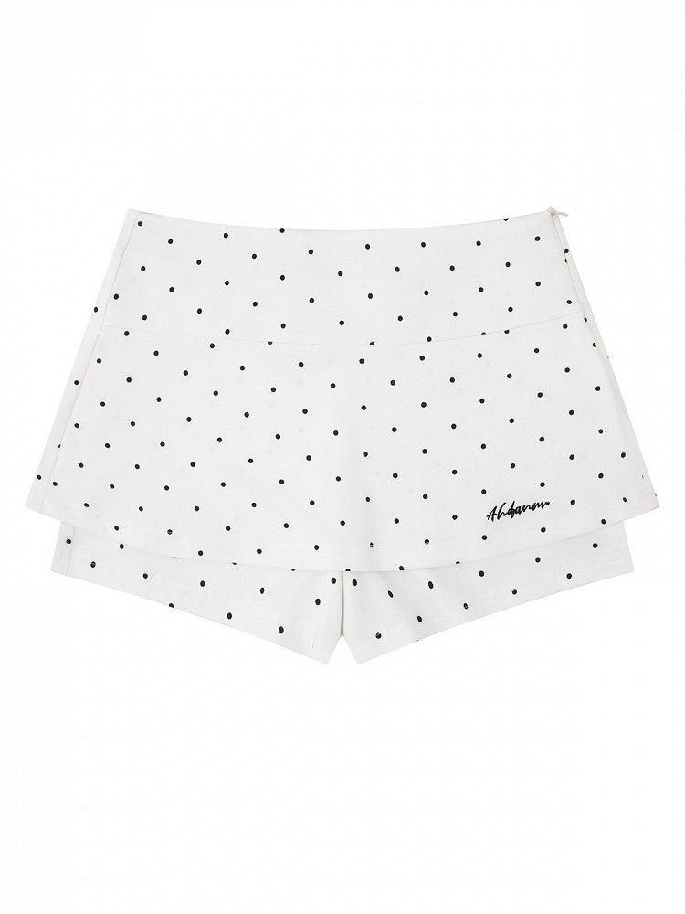 White Skort with Polka Dot Pattern - Languid Park