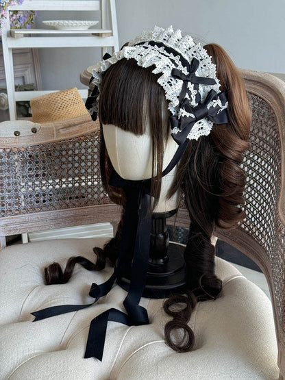 Lace-Trimmed Options with Accents Sweet Bow 4 – Color Hairband White Lolita Cotton