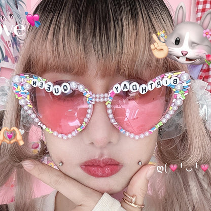 Beaded Letter Sunglasses Design Decorated Options 4