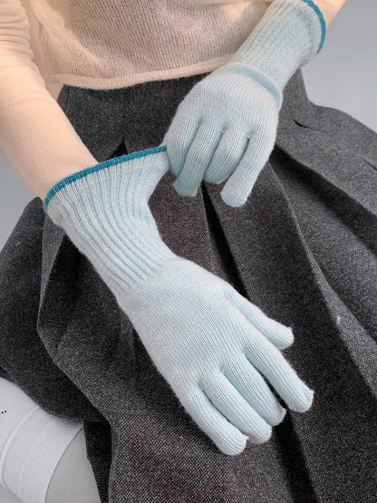Knit (4 Long Gloves Ribbed Wool-Blend Colors)