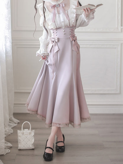 White Landmine Illusion Blouse and with Cutouts Neckline Shoulder Pink