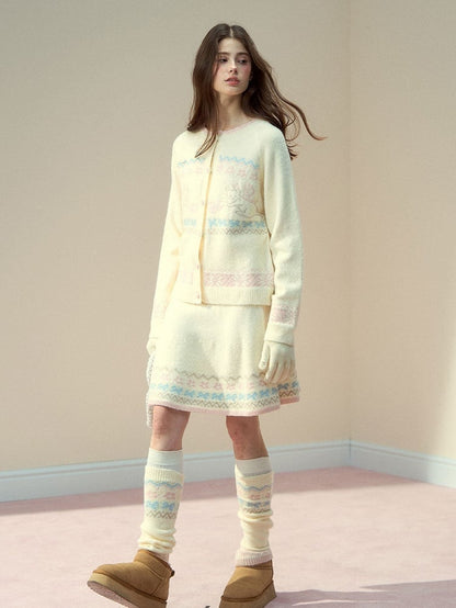 Pattern Cat Knit Vintage with Beige Sweater Design