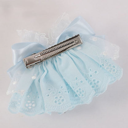 Bowknot Blue/Pink Hairclip Lolita Lace