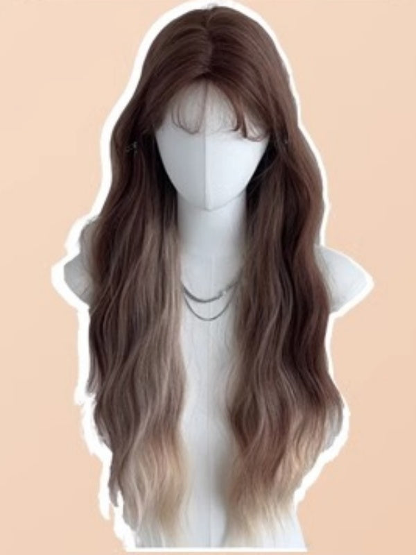 Brown Bangs 68CM Ombre Wig with Air Wavy