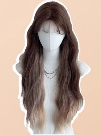 Brown Bangs 68CM Ombre Wig with Air Wavy