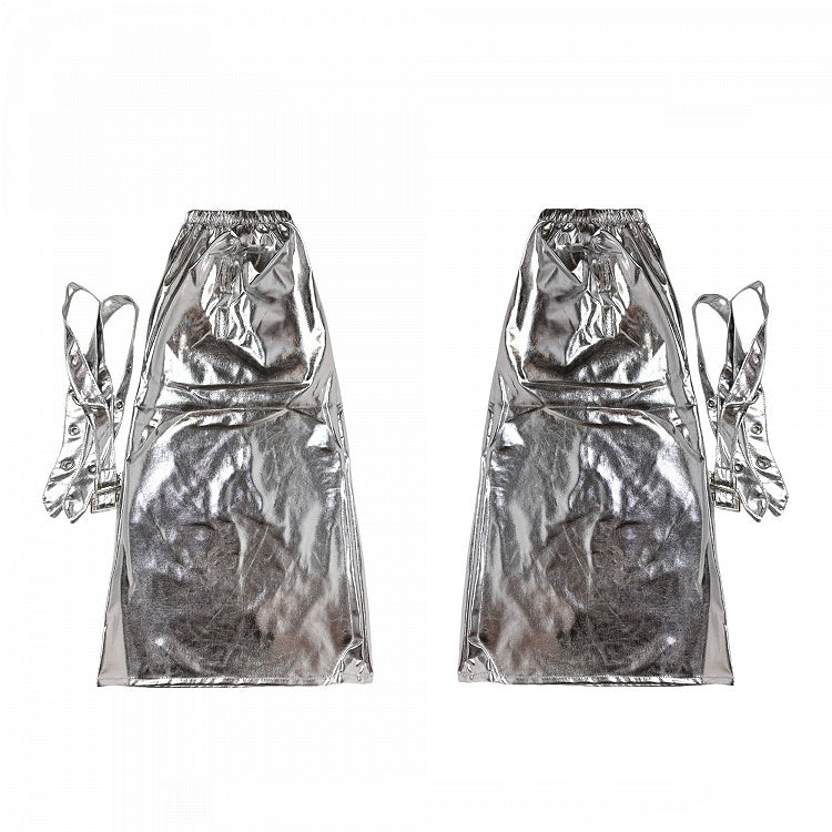 Punk-Style Leg Flared Strappy Silver Warmers