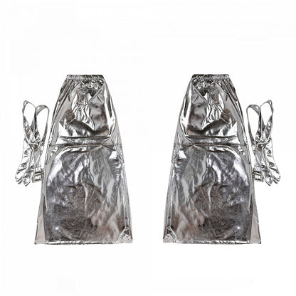 Punk-Style Leg Flared Strappy Silver Warmers