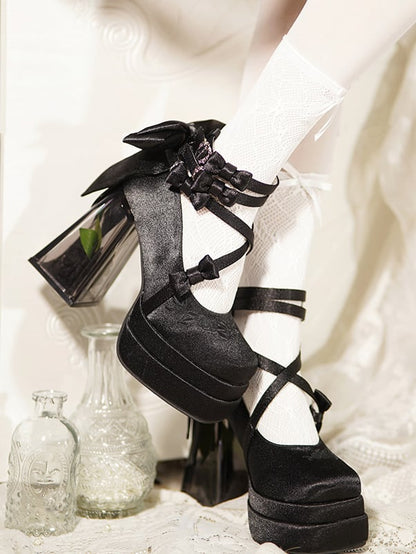 ブラックカメリアフラワーハイブロックヒールエレガントプラットフォームハイヒール