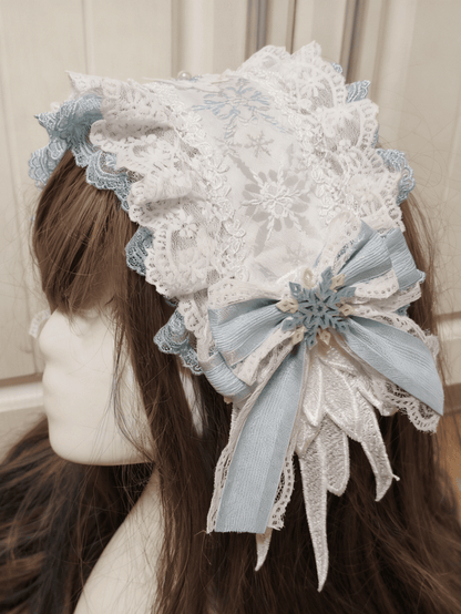 Lolita Snowflake Embroidery Lace Pink/Blue Hairband