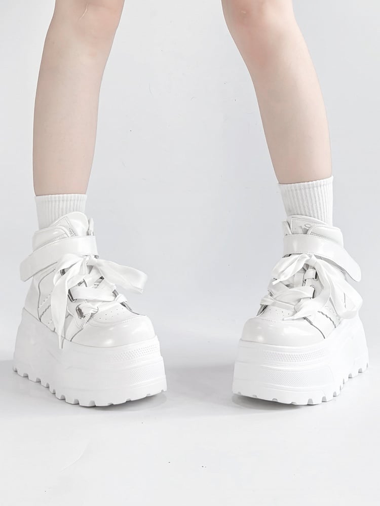 Shoes Accents Wings Gothic Platform Detachable White