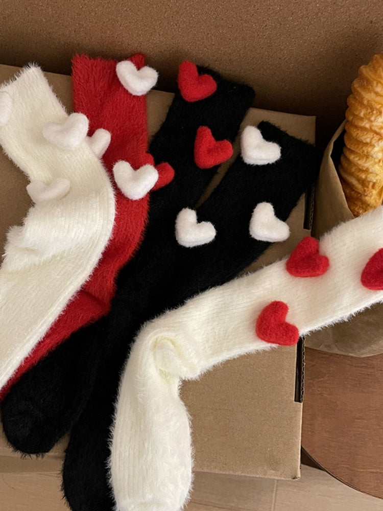 Socks Decorated Heart Colors Warm Fuzzy 5