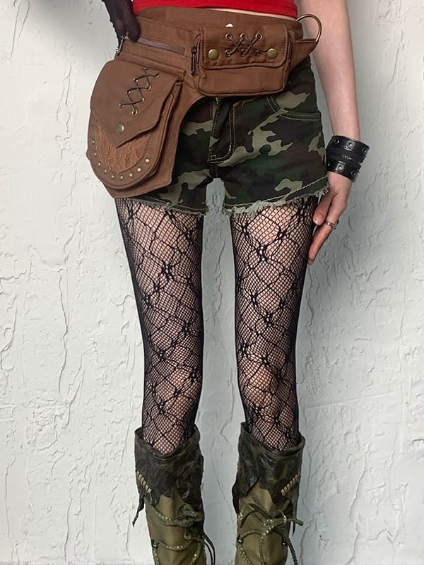 Tights Y2K Design White/Black Hollow-out