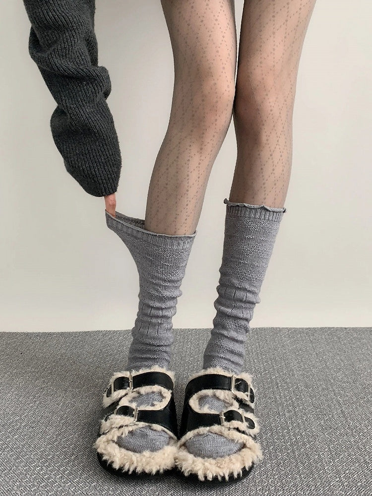 Slouchy Calf Cuff Socks Frilled
