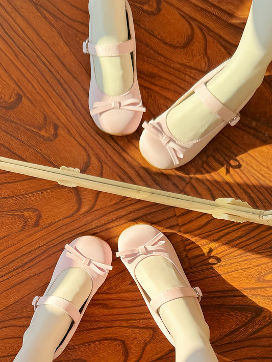 Shoes Low-heel 3cm Embellishment Sweet with Bow Heart Lolita Fastener Snap Pink