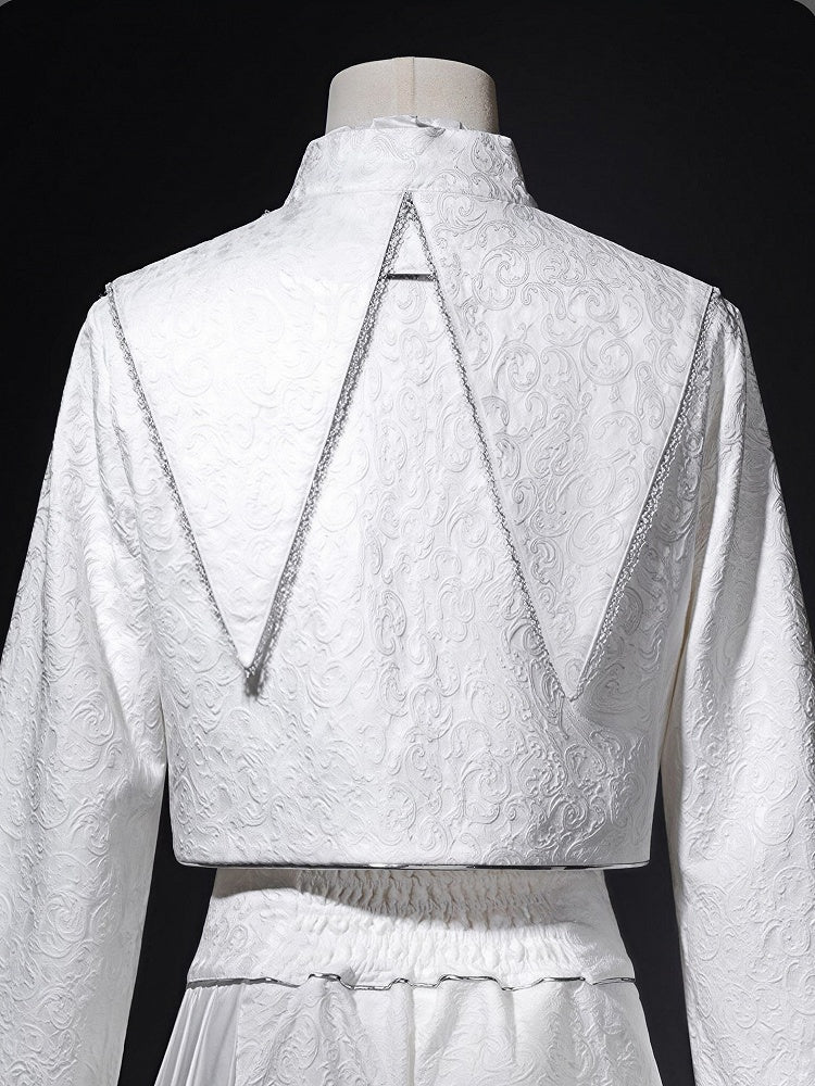 Silver & White Pointed Detachable Collar with Bow & Cross Charms - Unknown Star