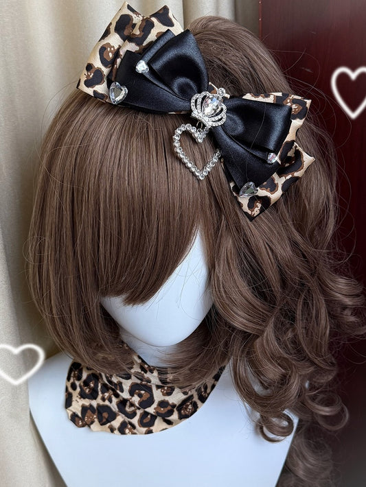 Krone Haarspange und Farbe Leopard Herz 5 Hals Strass Bowknot Zubehör verziert Optionen mit Muster