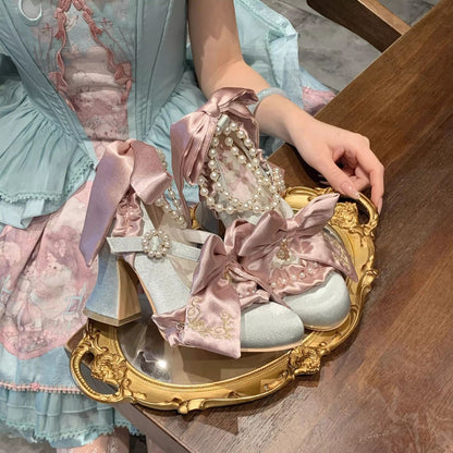 Lolita Ribbon Hymn Bridal High Heels – Elegant Vintage Wedding Lolita Shoes